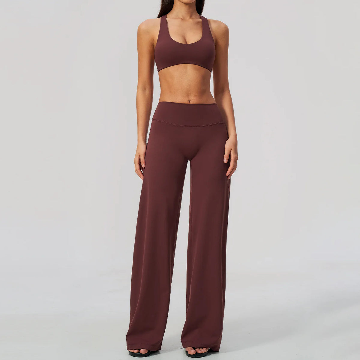 NCLAGEN Gym Set 2 Piece Workout Clothes For Women Bra & Wide-leg Trousers High Wais Fitness Suit Sport Outfit Pilates Sportwear