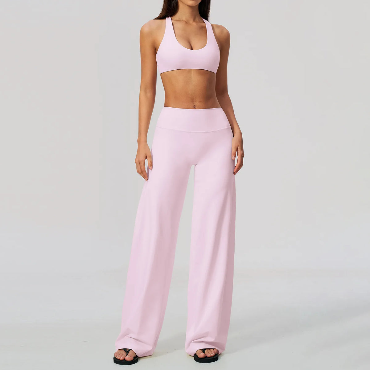 NCLAGEN Gym Set 2 Piece Workout Clothes For Women Bra & Wide-leg Trousers High Wais Fitness Suit Sport Outfit Pilates Sportwear
