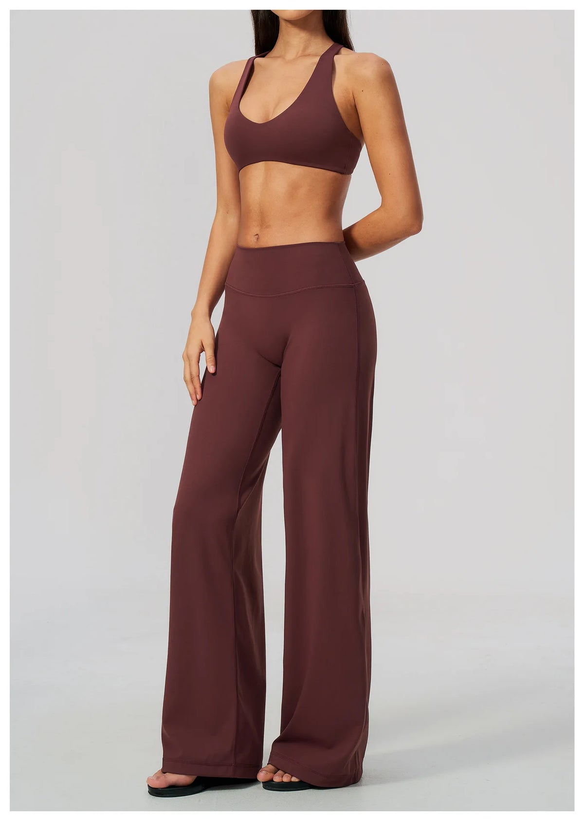 NCLAGEN Gym Set 2 Piece Workout Clothes For Women Bra & Wide-leg Trousers High Wais Fitness Suit Sport Outfit Pilates Sportwear