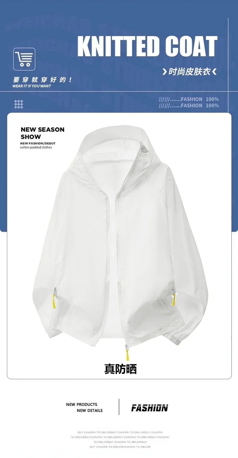 Breathable Anti-UV Sun Protection Coat Fashion Trendy Outdoor Casual OuterwearWomen Summer Ultra Thin Ice Silk Sunscreen Jacket