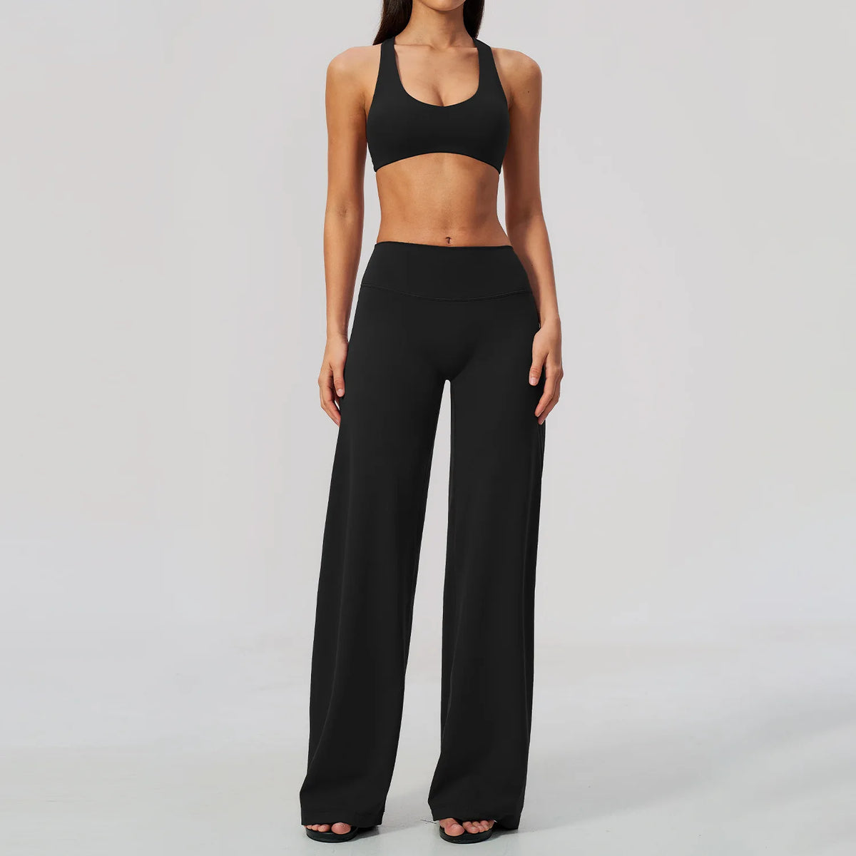 NCLAGEN Gym Set 2 Piece Workout Clothes For Women Bra & Wide-leg Trousers High Wais Fitness Suit Sport Outfit Pilates Sportwear