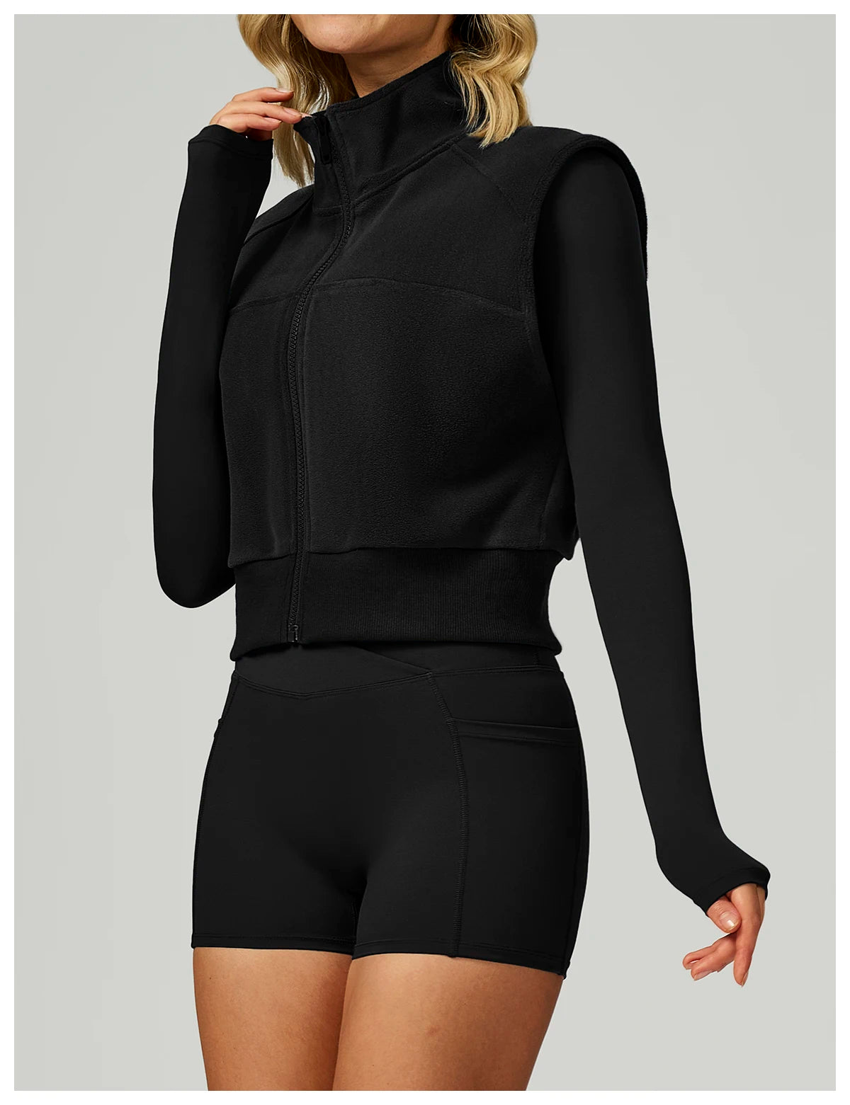 High Neck Velvet Vest