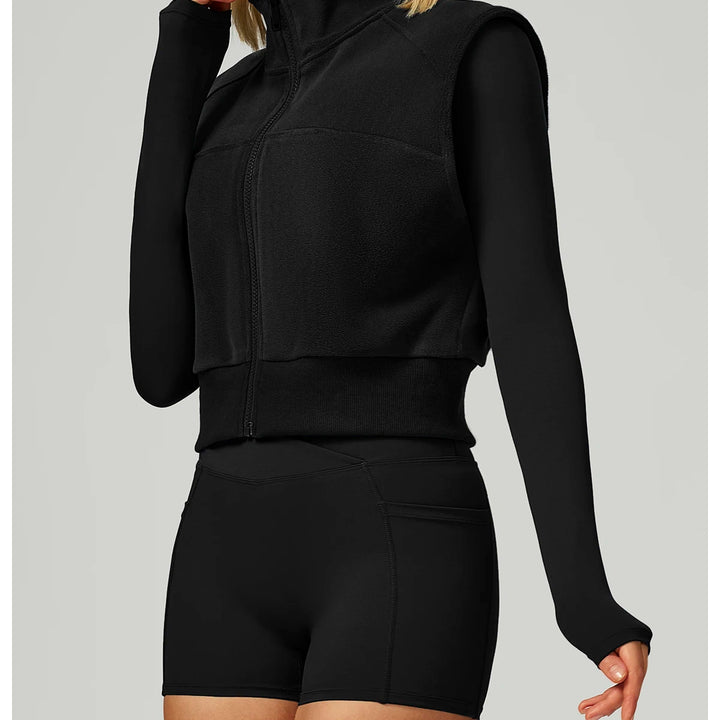 High Neck Velvet Vest