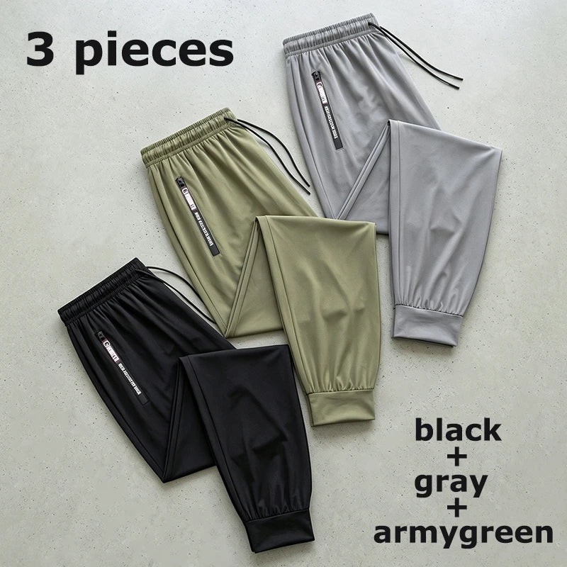 Men's Athletic Stretchy Quick Dry Pants with Zipper Pockets Lightweight Sweatpants for Outdoor Hiking Fishing Running Workout