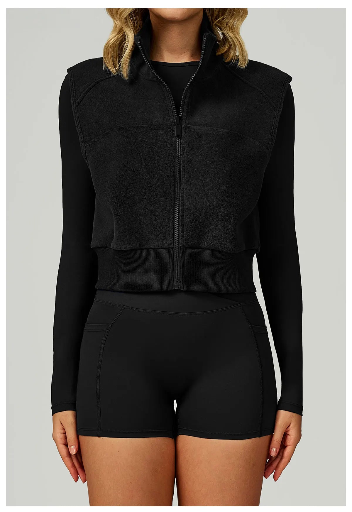 High Neck Velvet Vest