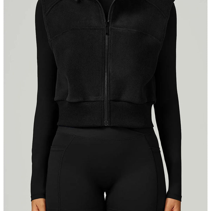 High Neck Velvet Vest