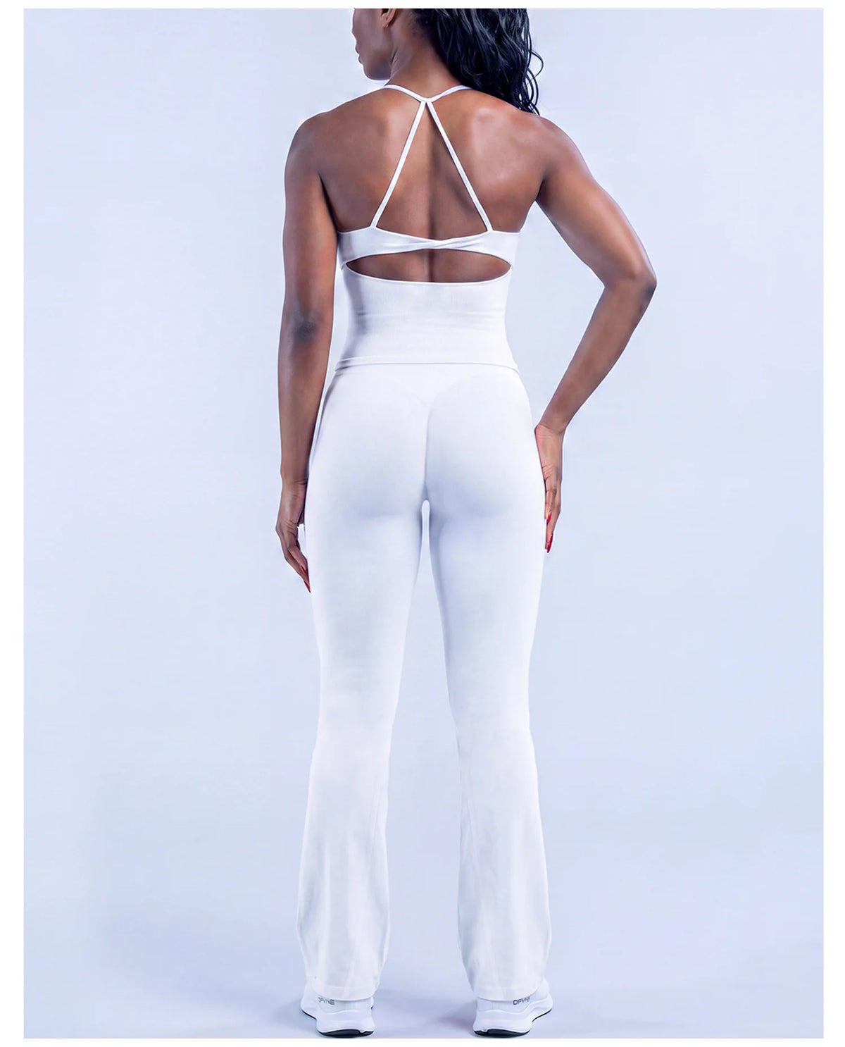 NCLAGEN Yoga Sets Women Gym Clothes 2 Pcs Seamless Twist Back Tank Top & Flares Scrunch Booty Fitness Suit Workout Activewear