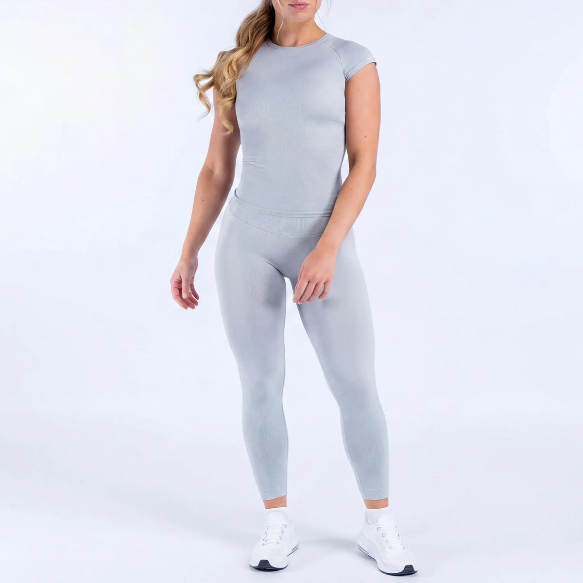 NCLAGEN Yoga Sets 18 Women Gym Clothes Defy Short Sleeve Top And Defy Leggings 2 Piece Fitness Seamless Suit Workout Sportswear