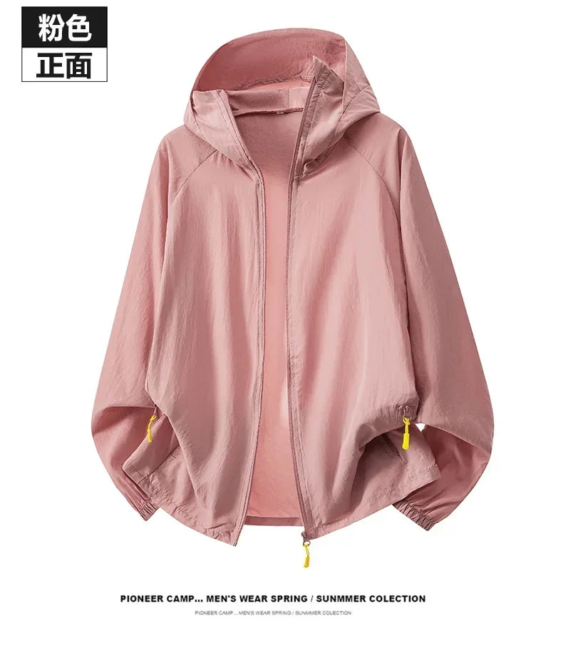 Breathable Anti-UV Sun Protection Coat Fashion Trendy Outdoor Casual OuterwearWomen Summer Ultra Thin Ice Silk Sunscreen Jacket