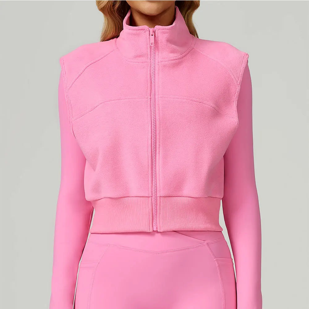 High Neck Velvet Vest