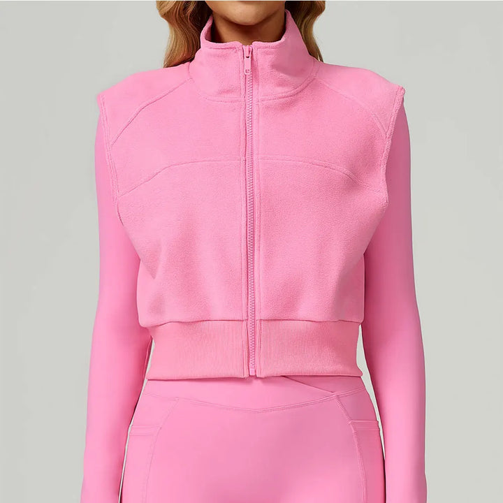 High Neck Velvet Vest