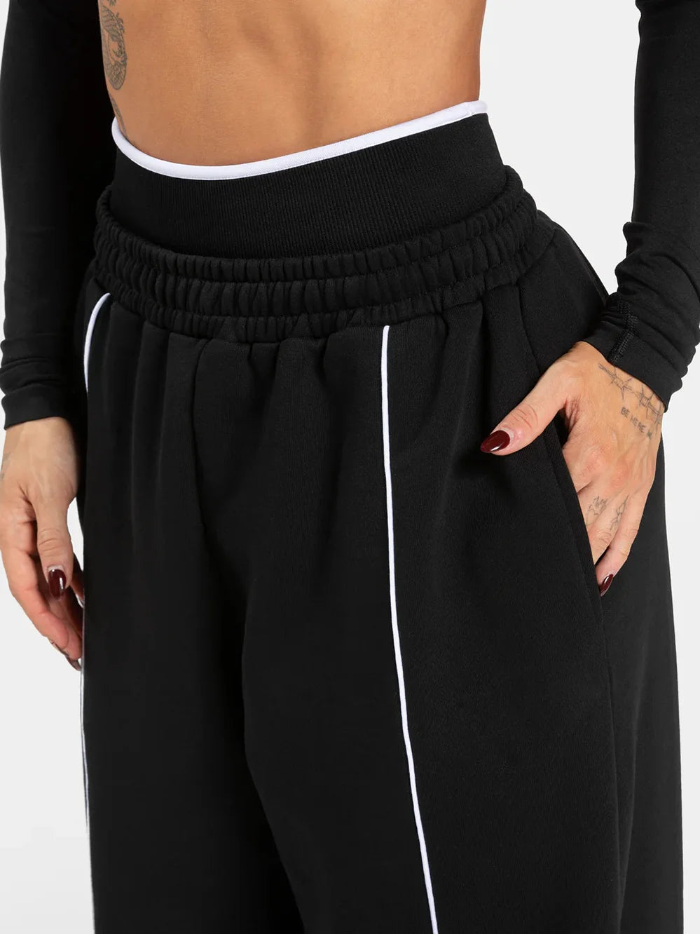 Contrast Wide Leg Joggers