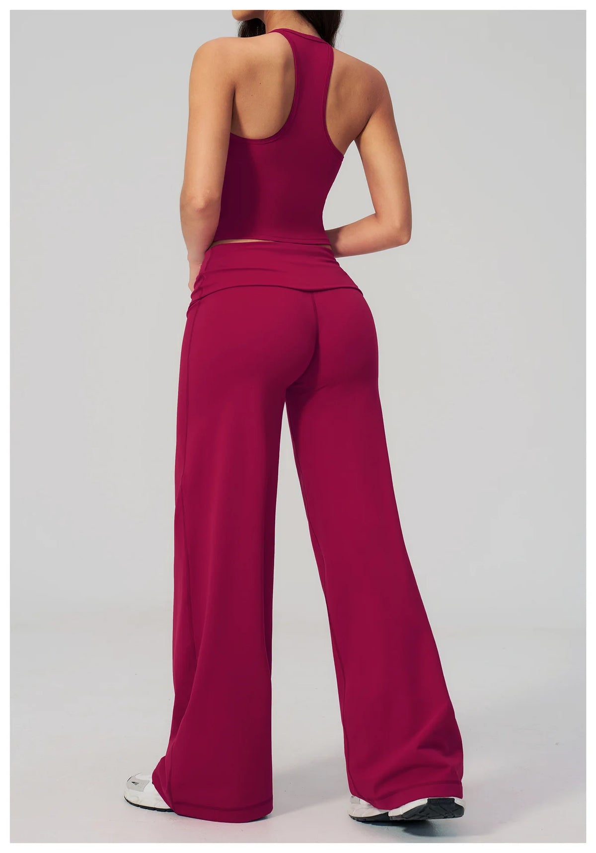 NCLAGEN Women Sportwear 2 Piece Yoga Set Pilates Tank Top Wide-leg Trousers Workout Gym Clothes Fitness Suit Speed Activewear