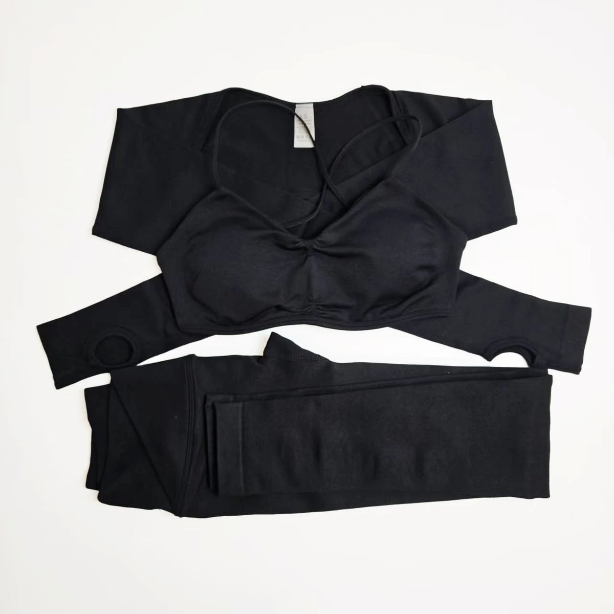 NCLAGEN Gym Set Women 3 Piece Vision Sports Bra Vision Shrug And Vision Leggings Crossover Seamless Fitness Suit Gym Clothes