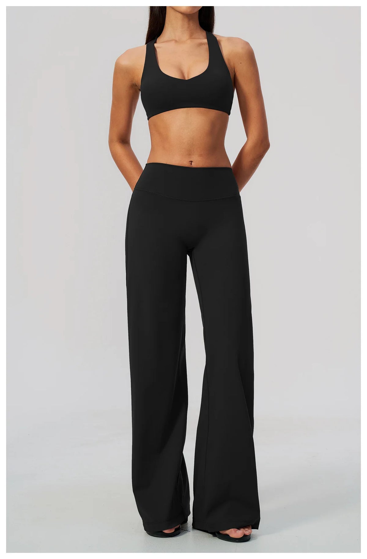 NCLAGEN Gym Set 2 Piece Workout Clothes For Women Bra & Wide-leg Trousers High Wais Fitness Suit Sport Outfit Pilates Sportwear