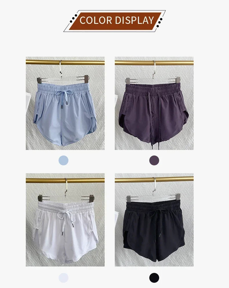 Yoga Sports Women Shorts High Waist Double Layered Quick-Dry Breathable Athletic Shorts Outdoor Leisure Running Fitness Shorts