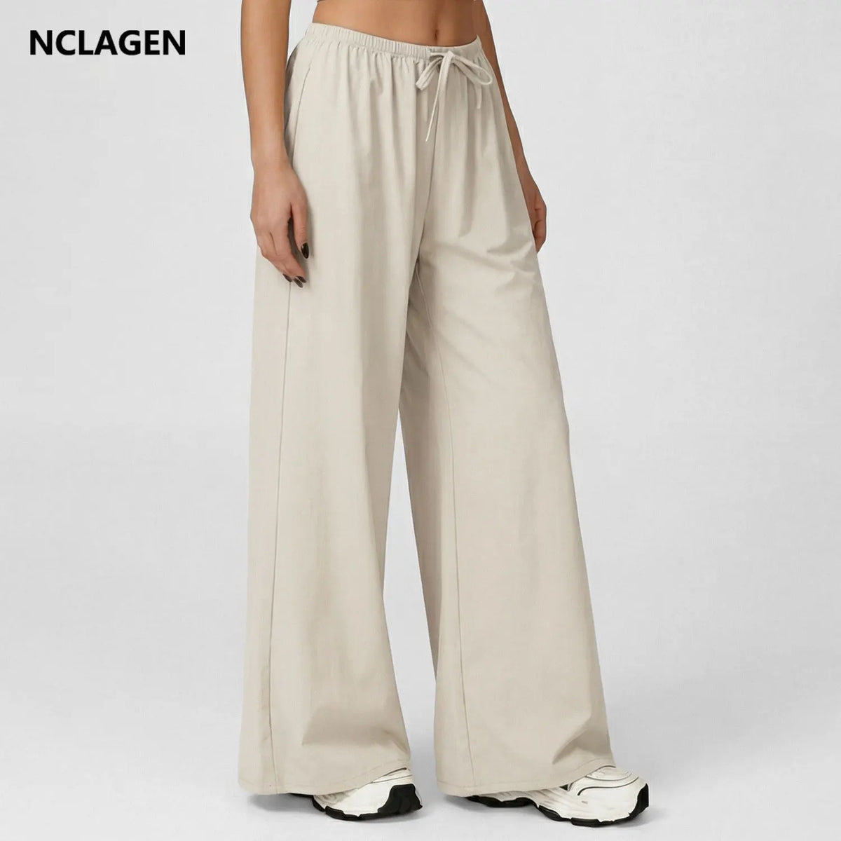 NCLAGEN Yoga Pants Quick-Dry Loose Casual Wide-leg Trousers Brushed Fleece Fit with Drawstring Waist Perfect for Running Fitness