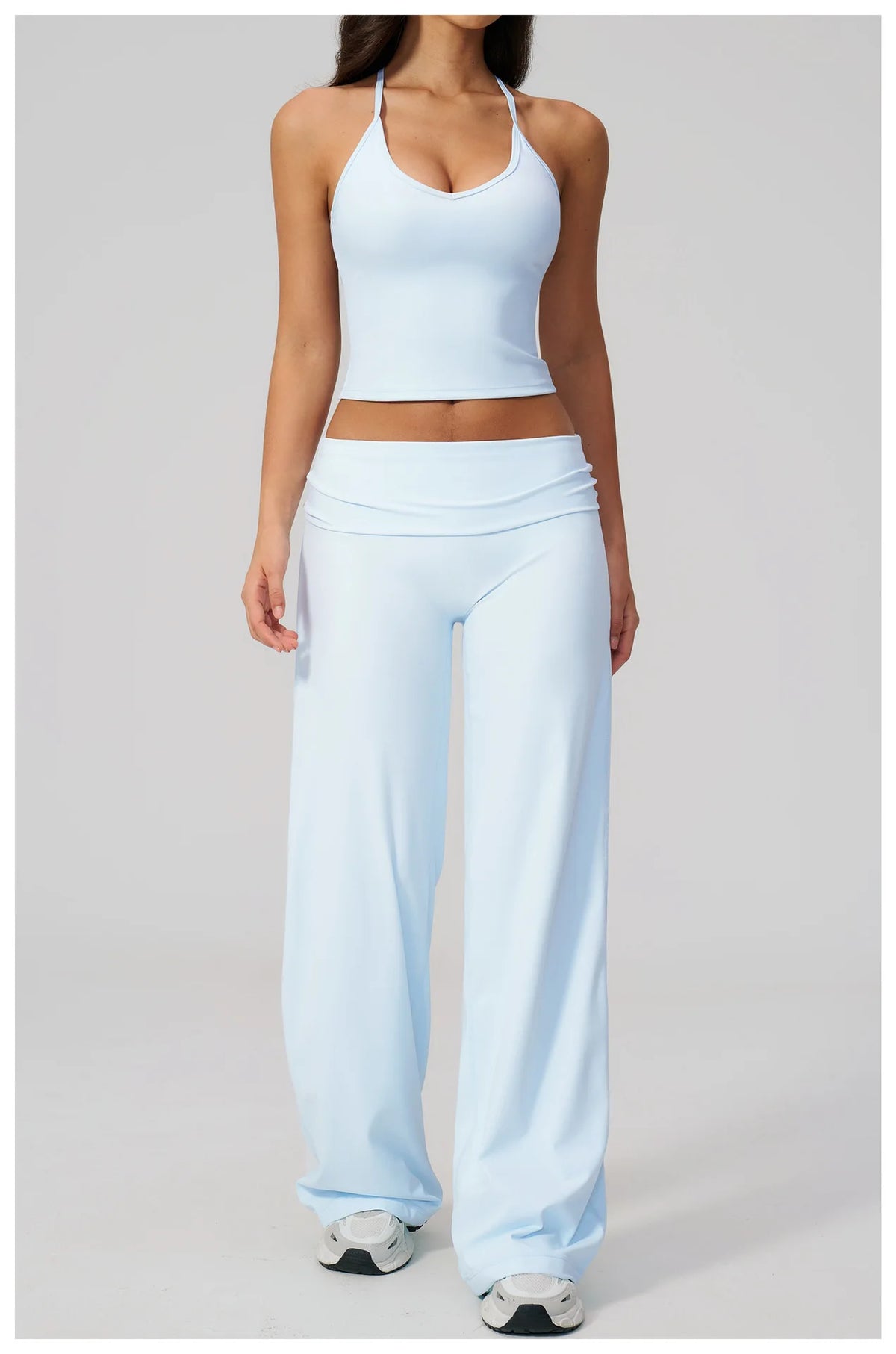 NCLAGEN Women Sportwear 2 Piece Yoga Set Pilates Tank Top Wide-leg Trousers Workout Gym Clothes Fitness Suit Speed Activewear