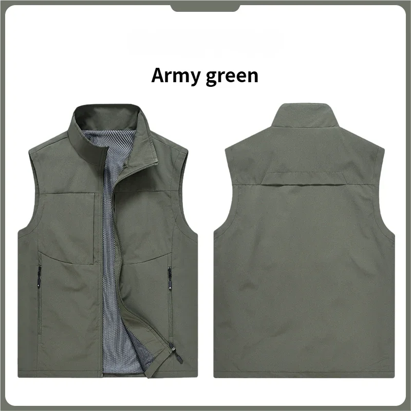 New Summer Men Outdoor Waterproof Quick Drying Cargo 5XL Vests Male Thin Mesh Breathable Waistcoats Climbing Sleeveless Jackets