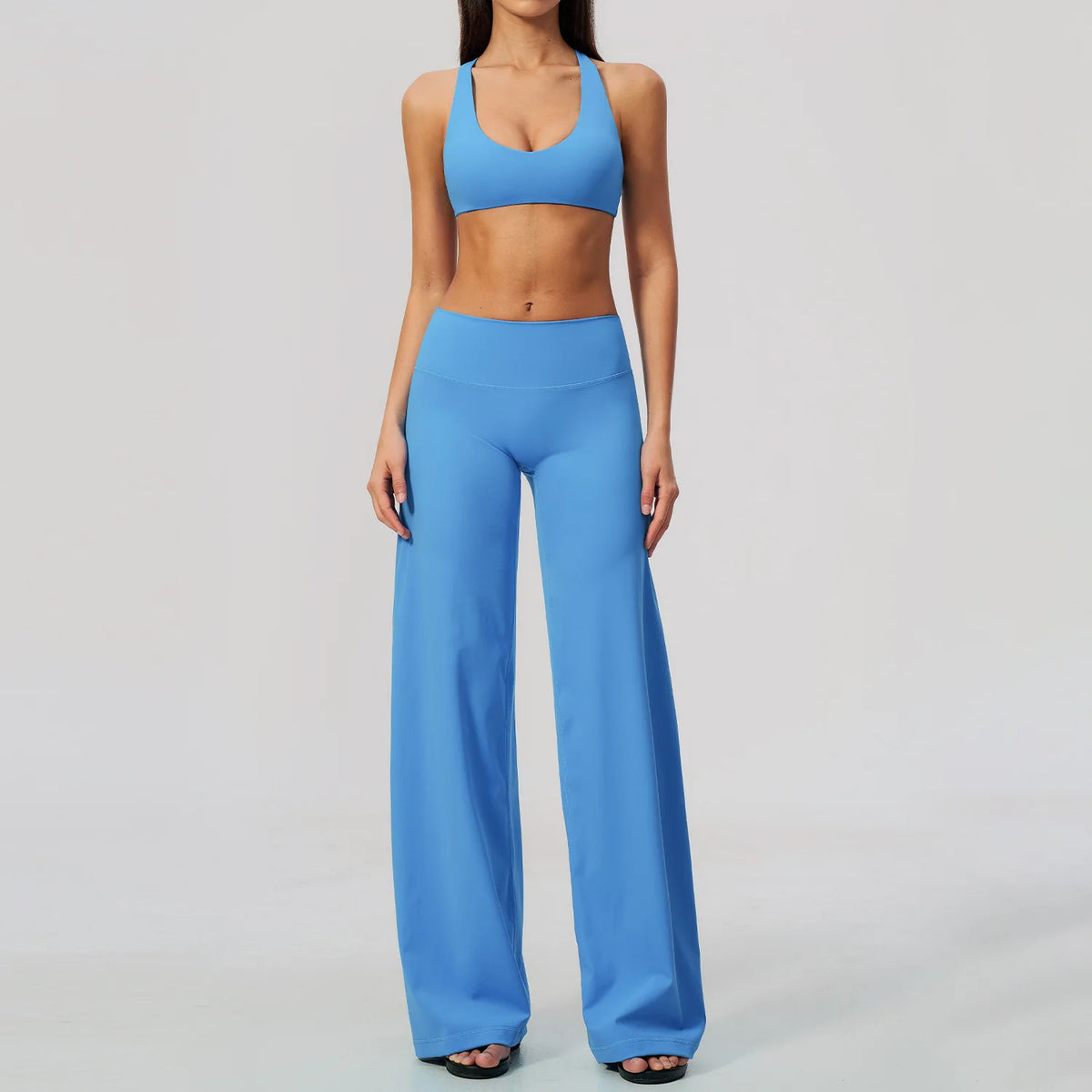 NCLAGEN Gym Set 2 Piece Workout Clothes For Women Bra & Wide-leg Trousers High Wais Fitness Suit Sport Outfit Pilates Sportwear