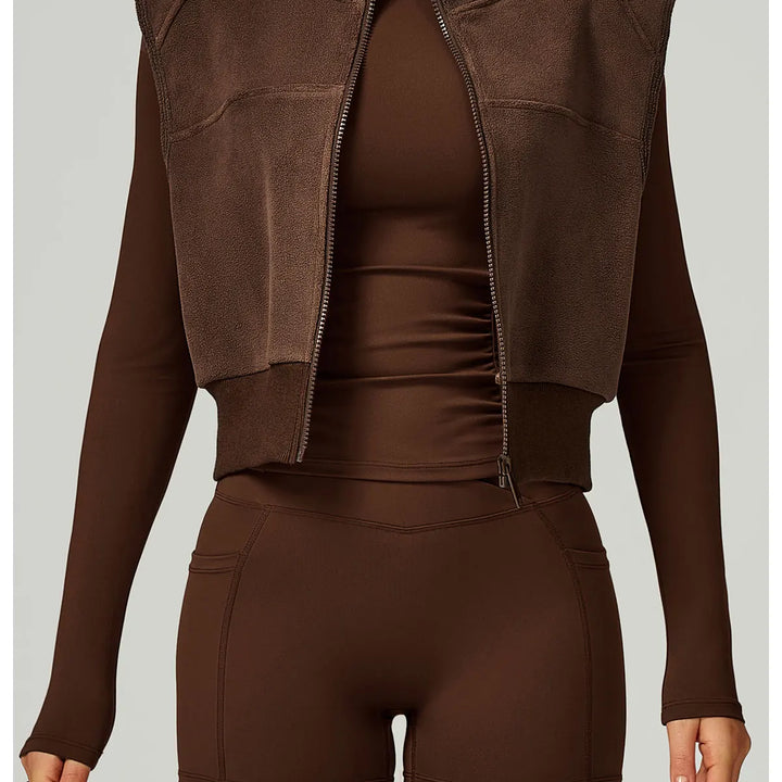 High Neck Velvet Vest