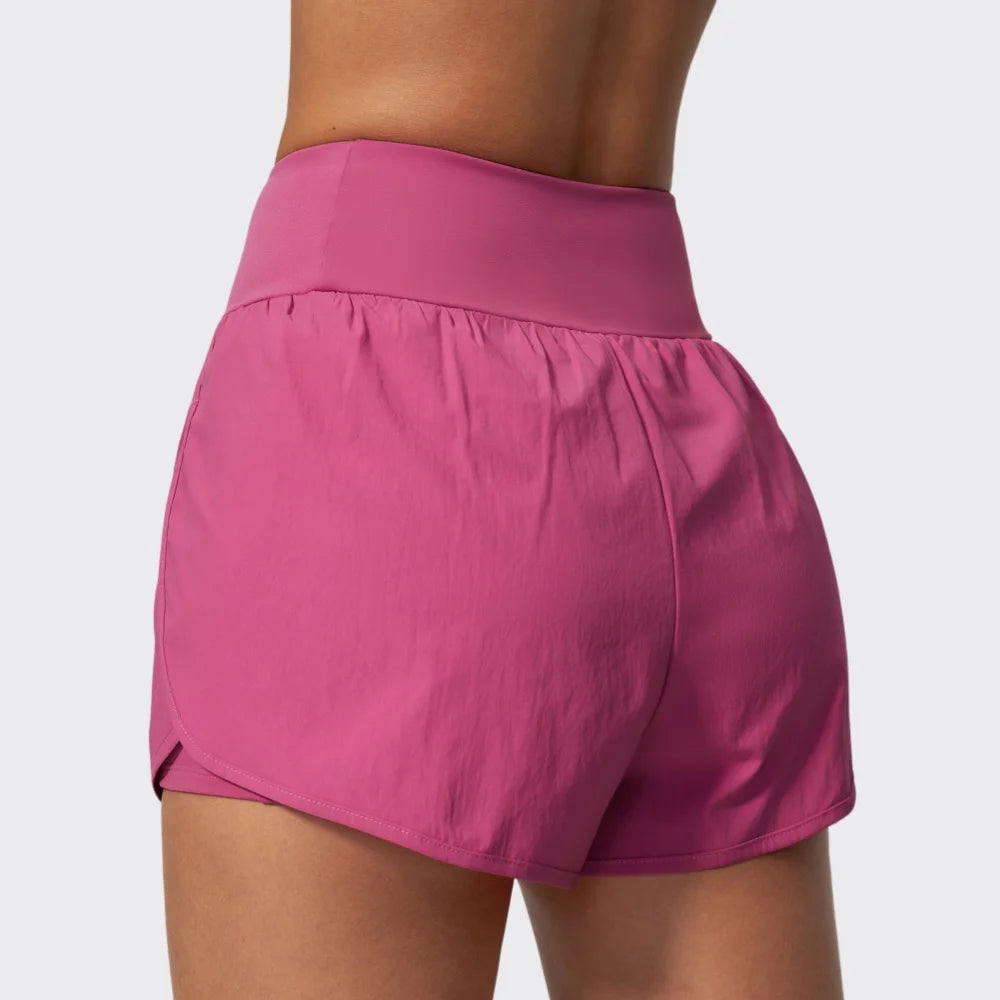 New False Two-piece Sports Shorts Gym Clothes Women Yoga Fitness Short Pants Outdoor Breathable Quick Drying High Waist Tights