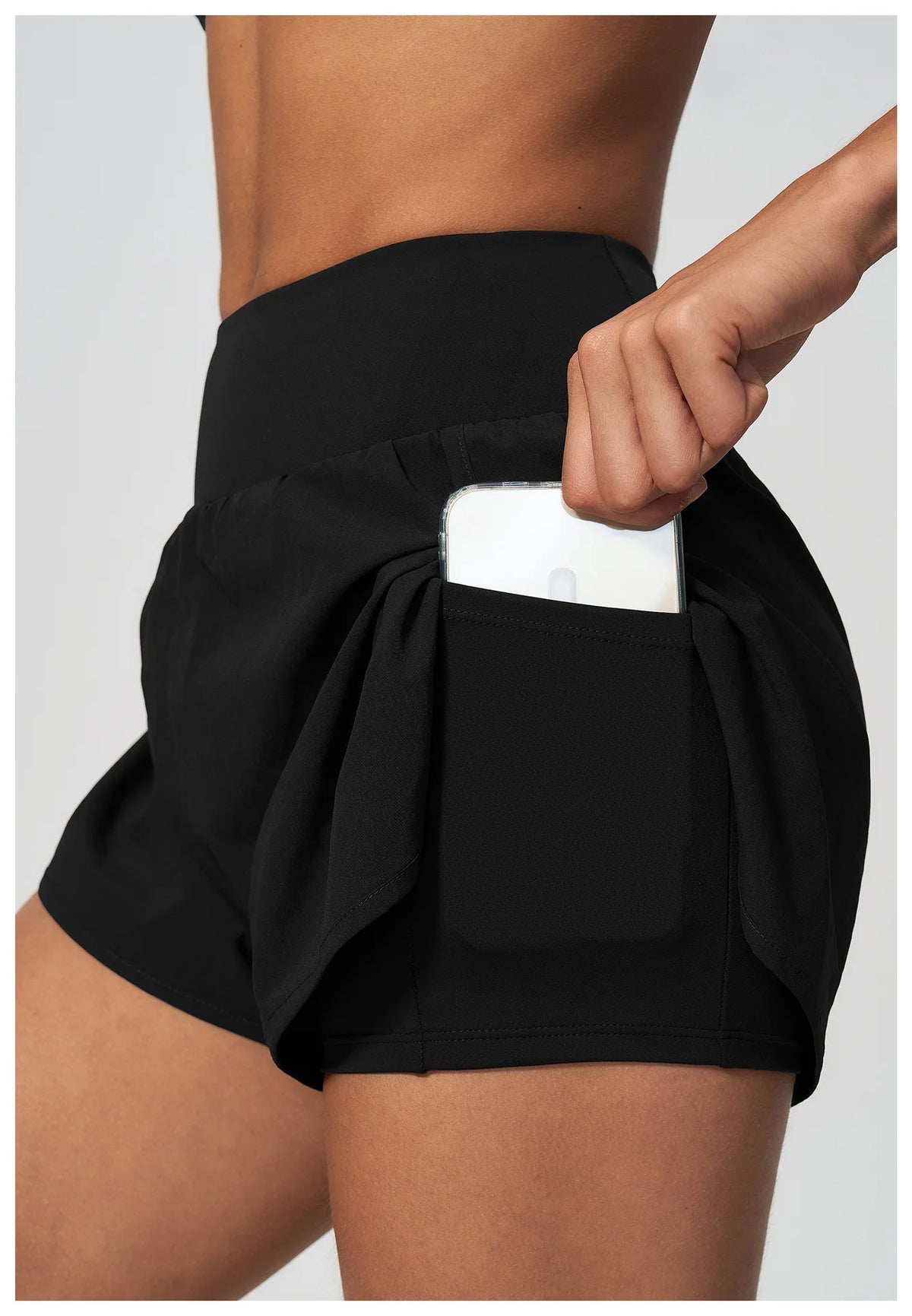 New False Two-piece Sports Shorts Gym Clothes Women Yoga Fitness Short Pants Outdoor Breathable Quick Drying High Waist Tights
