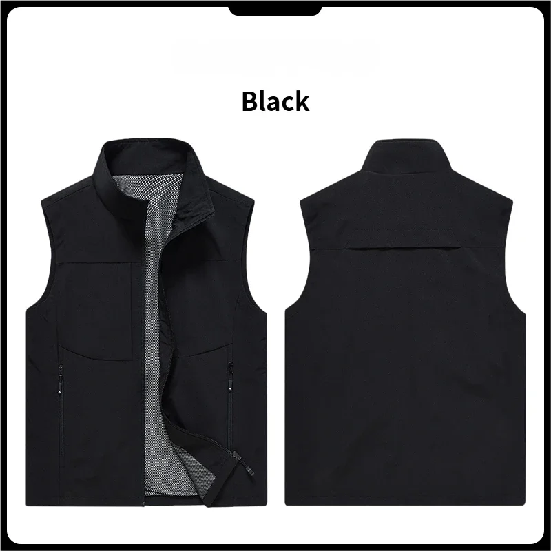 New Summer Men Outdoor Waterproof Quick Drying Cargo 5XL Vests Male Thin Mesh Breathable Waistcoats Climbing Sleeveless Jackets