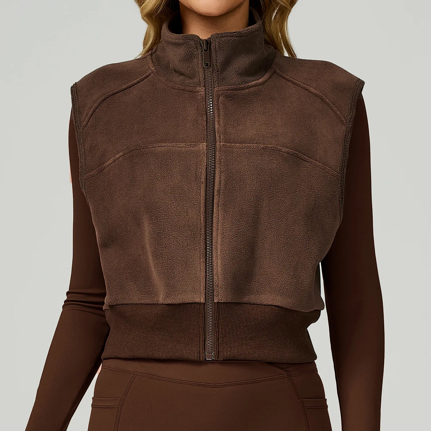 High Neck Velvet Vest