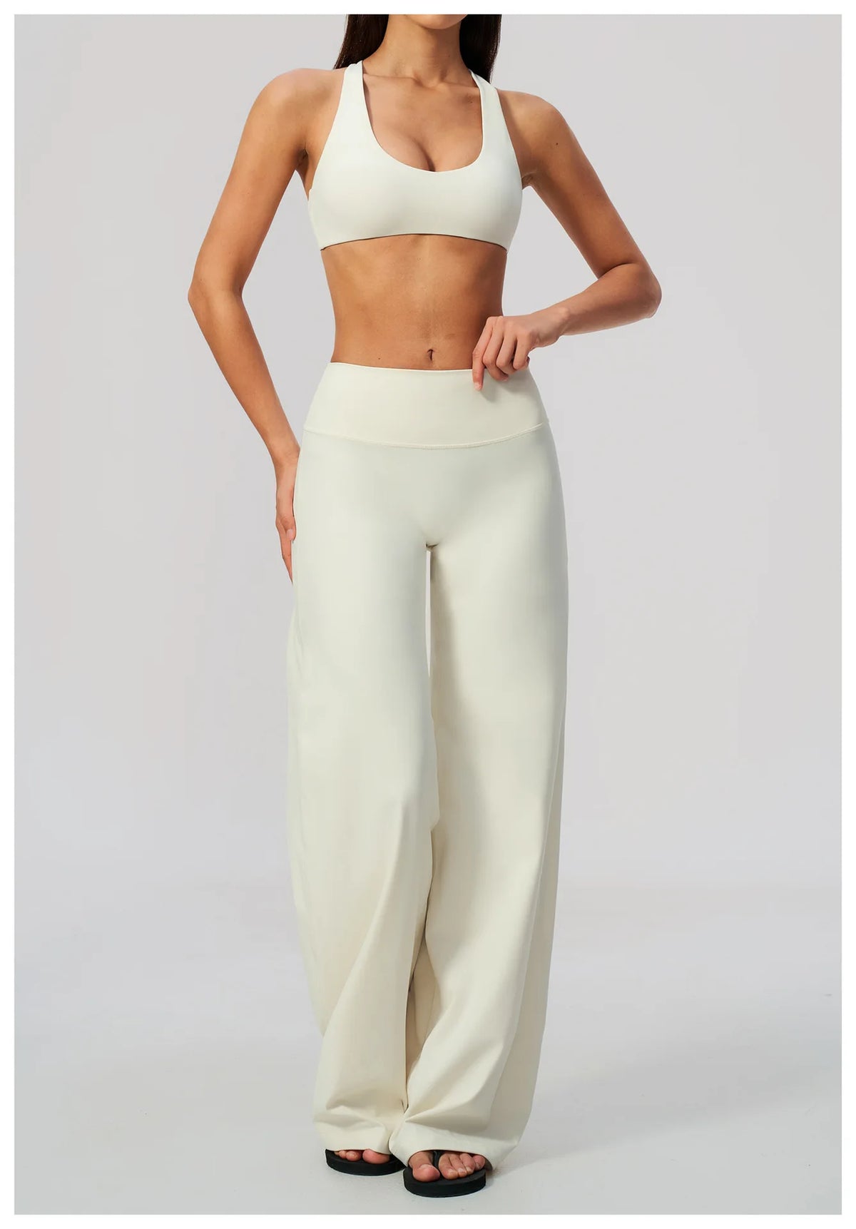 NCLAGEN Gym Set 2 Piece Workout Clothes For Women Bra & Wide-leg Trousers High Wais Fitness Suit Sport Outfit Pilates Sportwear
