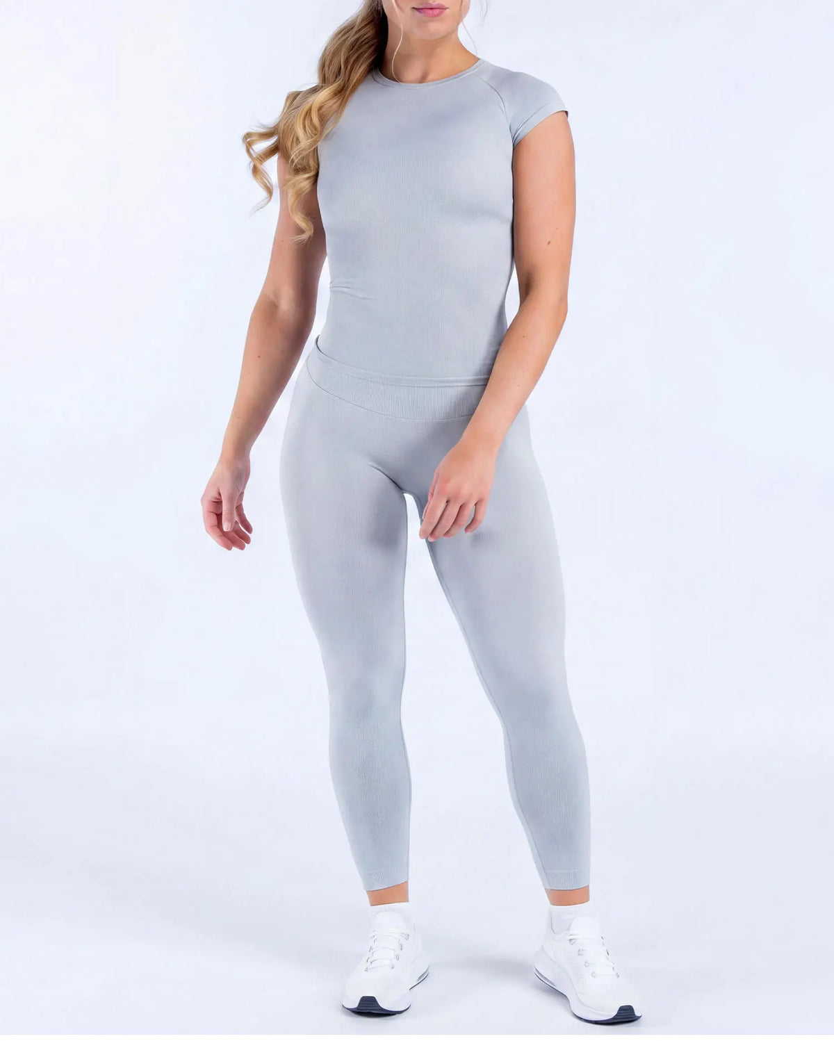 NCLAGEN Yoga Sets 18 Women Gym Clothes Defy Short Sleeve Top And Defy Leggings 2 Piece Fitness Seamless Suit Workout Sportswear