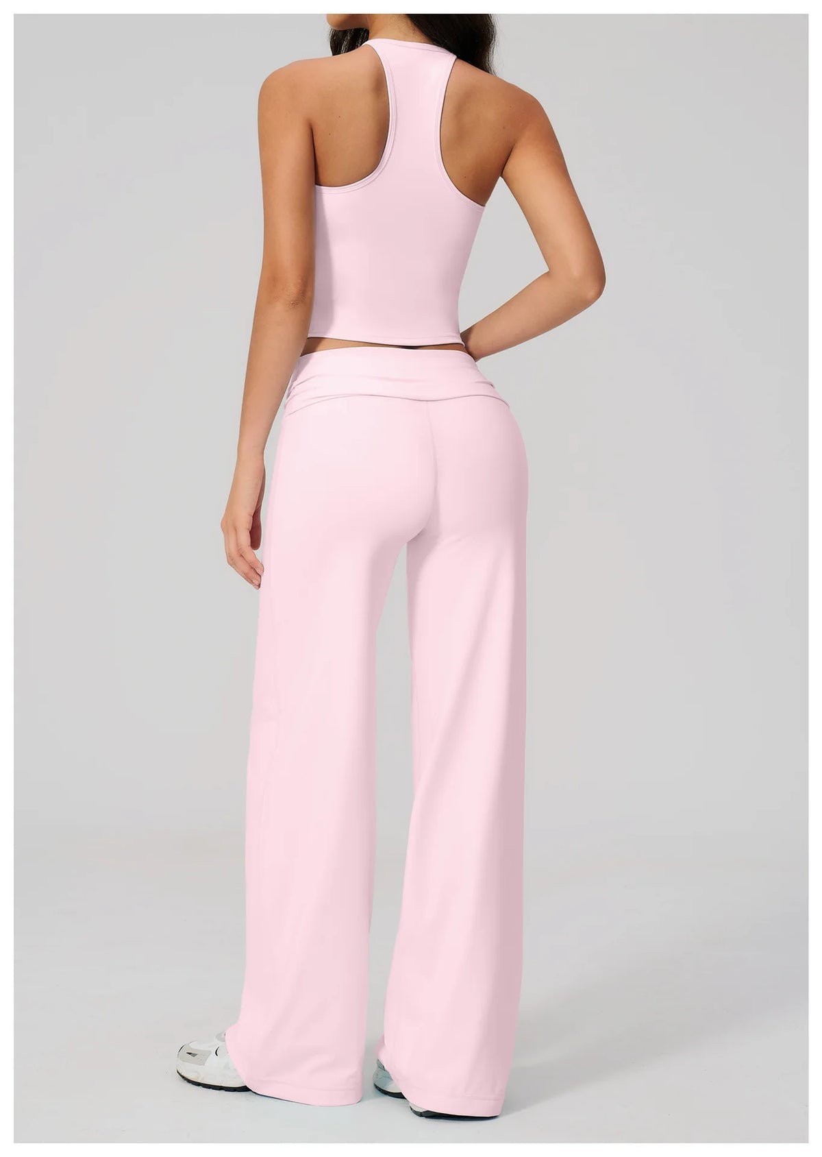 NCLAGEN Women Sportwear 2 Piece Yoga Set Pilates Tank Top Wide-leg Trousers Workout Gym Clothes Fitness Suit Speed Activewear