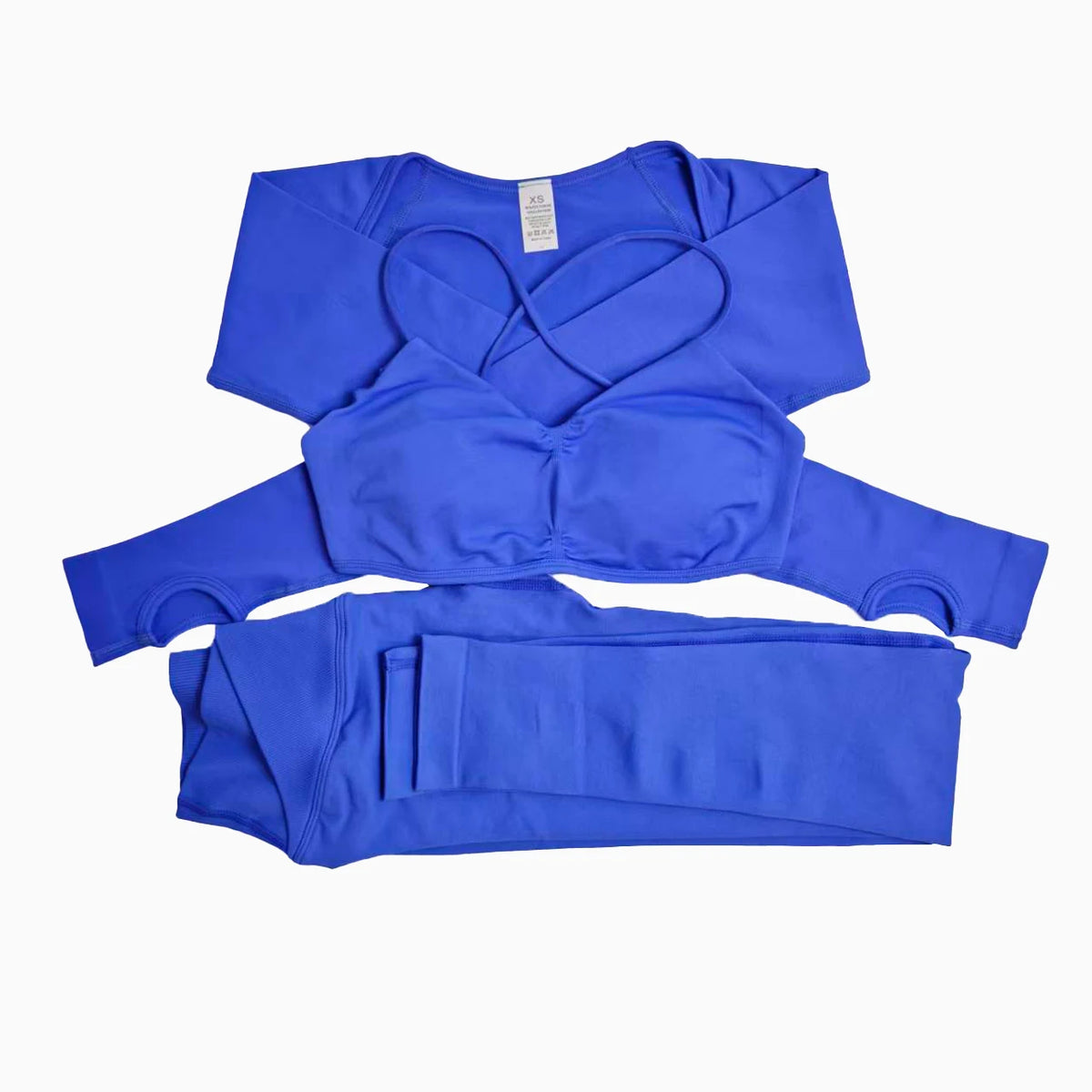 NCLAGEN Gym Set Women 3 Piece Vision Sports Bra Vision Shrug And Vision Leggings Crossover Seamless Fitness Suit Gym Clothes