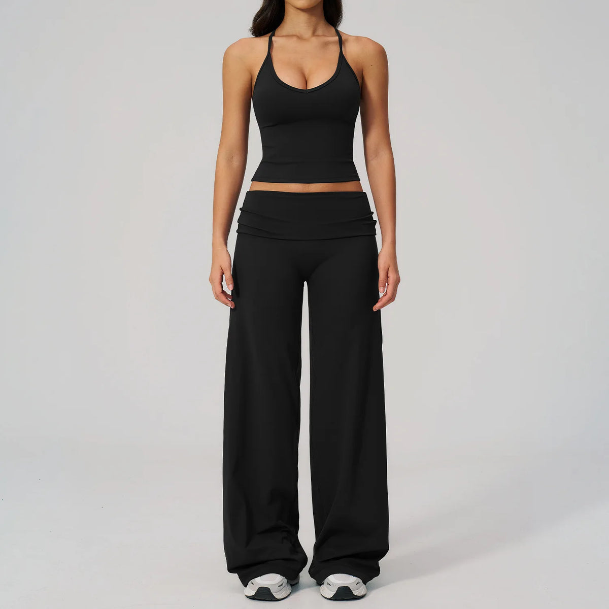 NCLAGEN Women Sportwear 2 Piece Yoga Set Pilates Tank Top Wide-leg Trousers Workout Gym Clothes Fitness Suit Speed Activewear