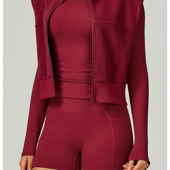 High Neck Velvet Vest