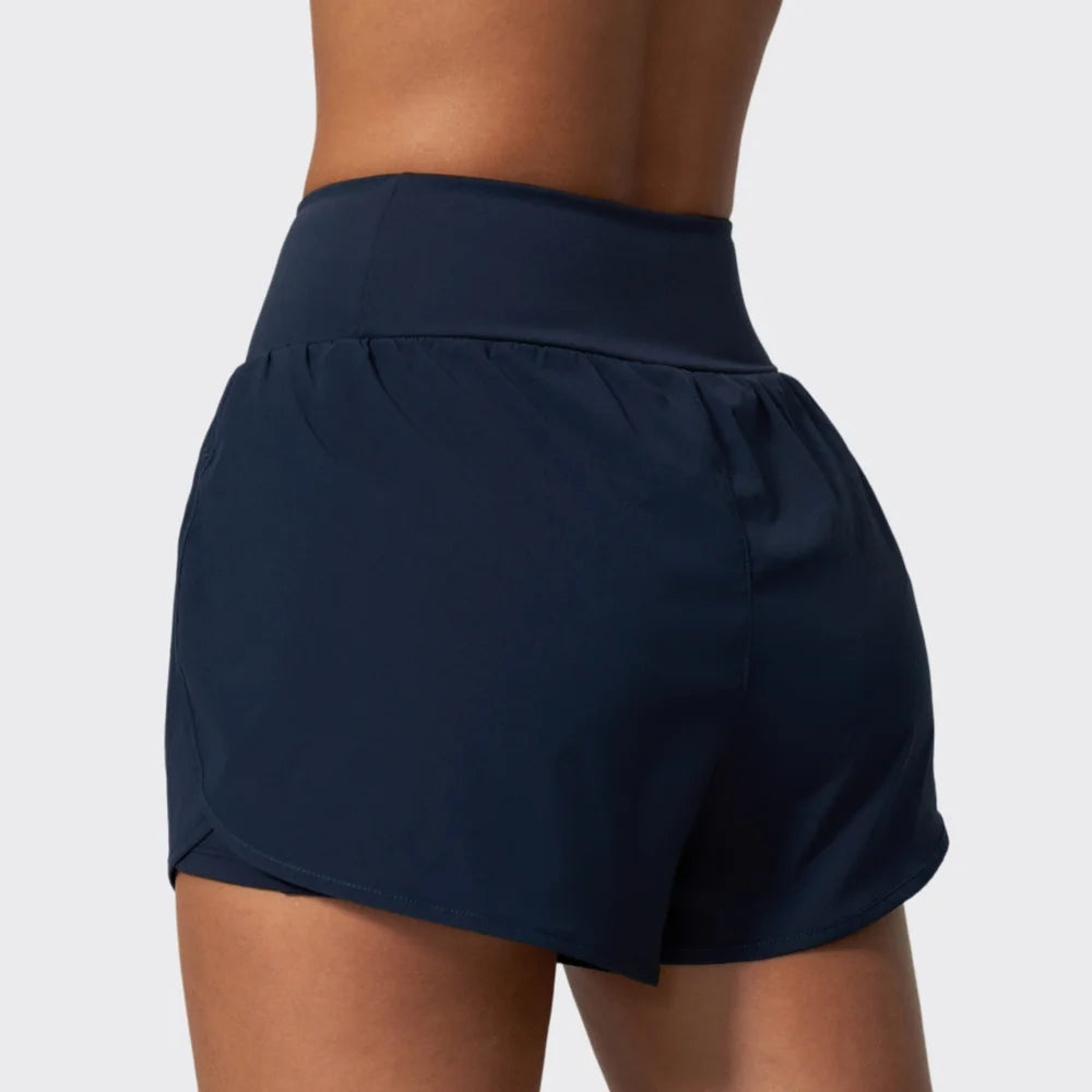 New False Two-piece Sports Shorts Gym Clothes Women Yoga Fitness Short Pants Outdoor Breathable Quick Drying High Waist Tights