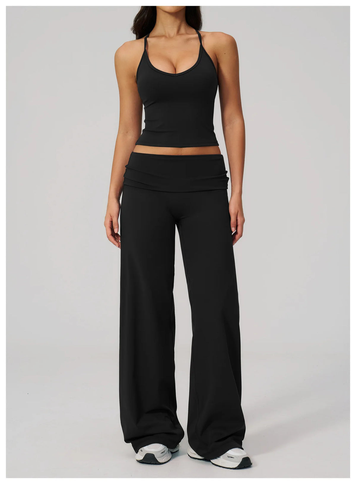 NCLAGEN Women Sportwear 2 Piece Yoga Set Pilates Tank Top Wide-leg Trousers Workout Gym Clothes Fitness Suit Speed Activewear