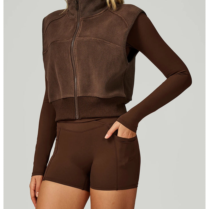 High Neck Velvet Vest