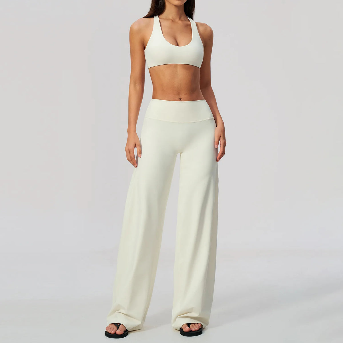 NCLAGEN Gym Set 2 Piece Workout Clothes For Women Bra & Wide-leg Trousers High Wais Fitness Suit Sport Outfit Pilates Sportwear