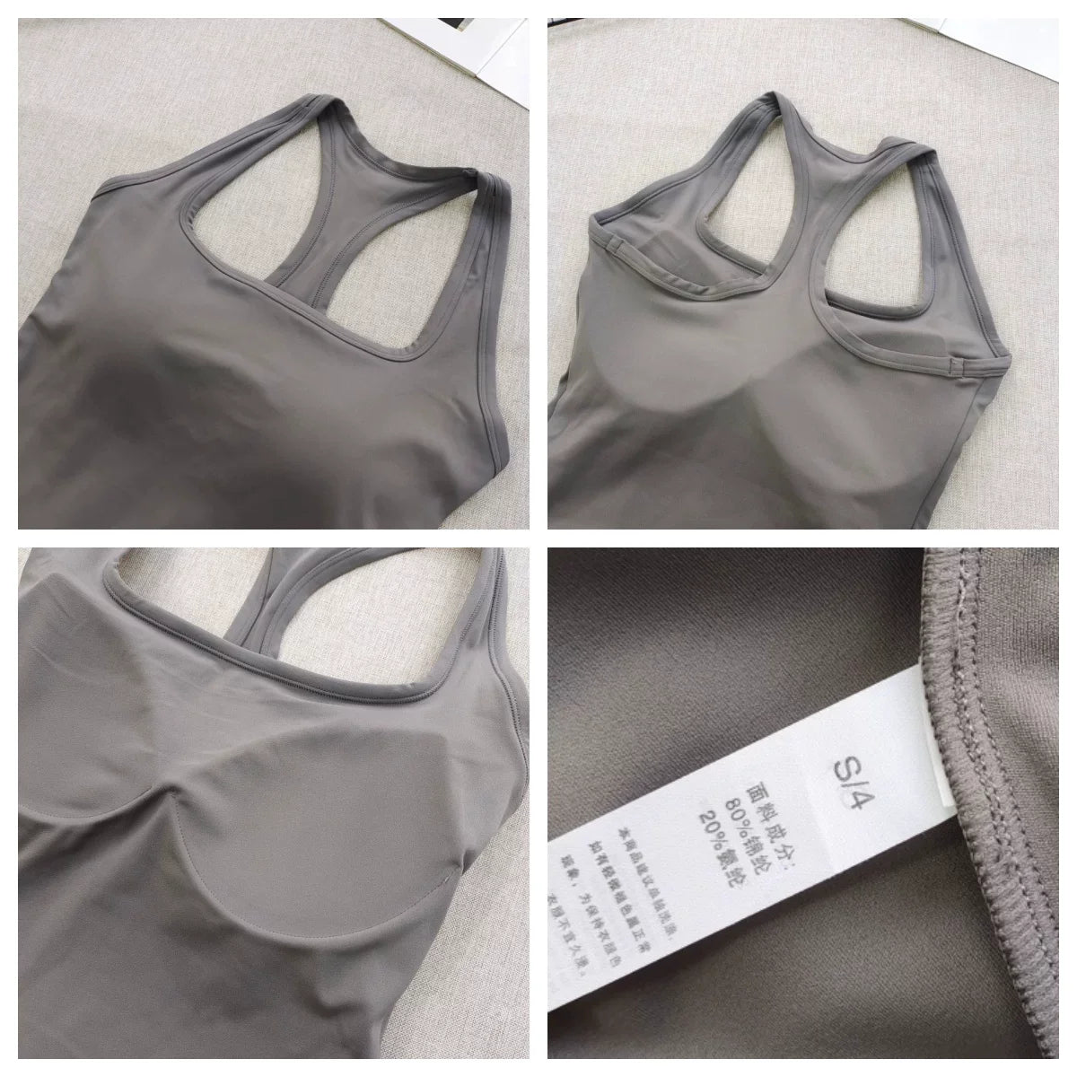 Women's Square Neck Racerback Sports Bra Fixed Pads Shockproof for Yoga Pilates Running Gym