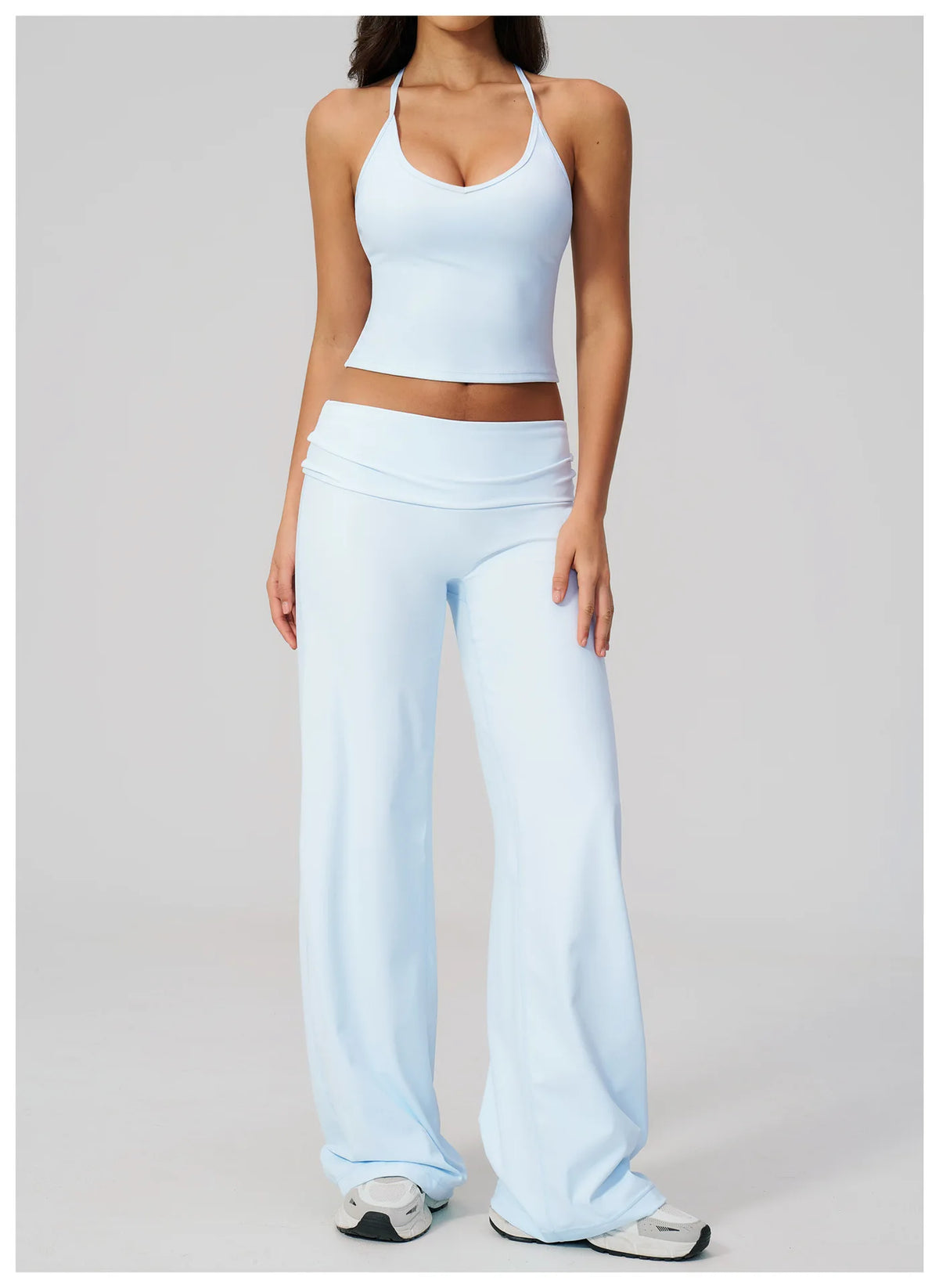 NCLAGEN Women Sportwear 2 Piece Yoga Set Pilates Tank Top Wide-leg Trousers Workout Gym Clothes Fitness Suit Speed Activewear