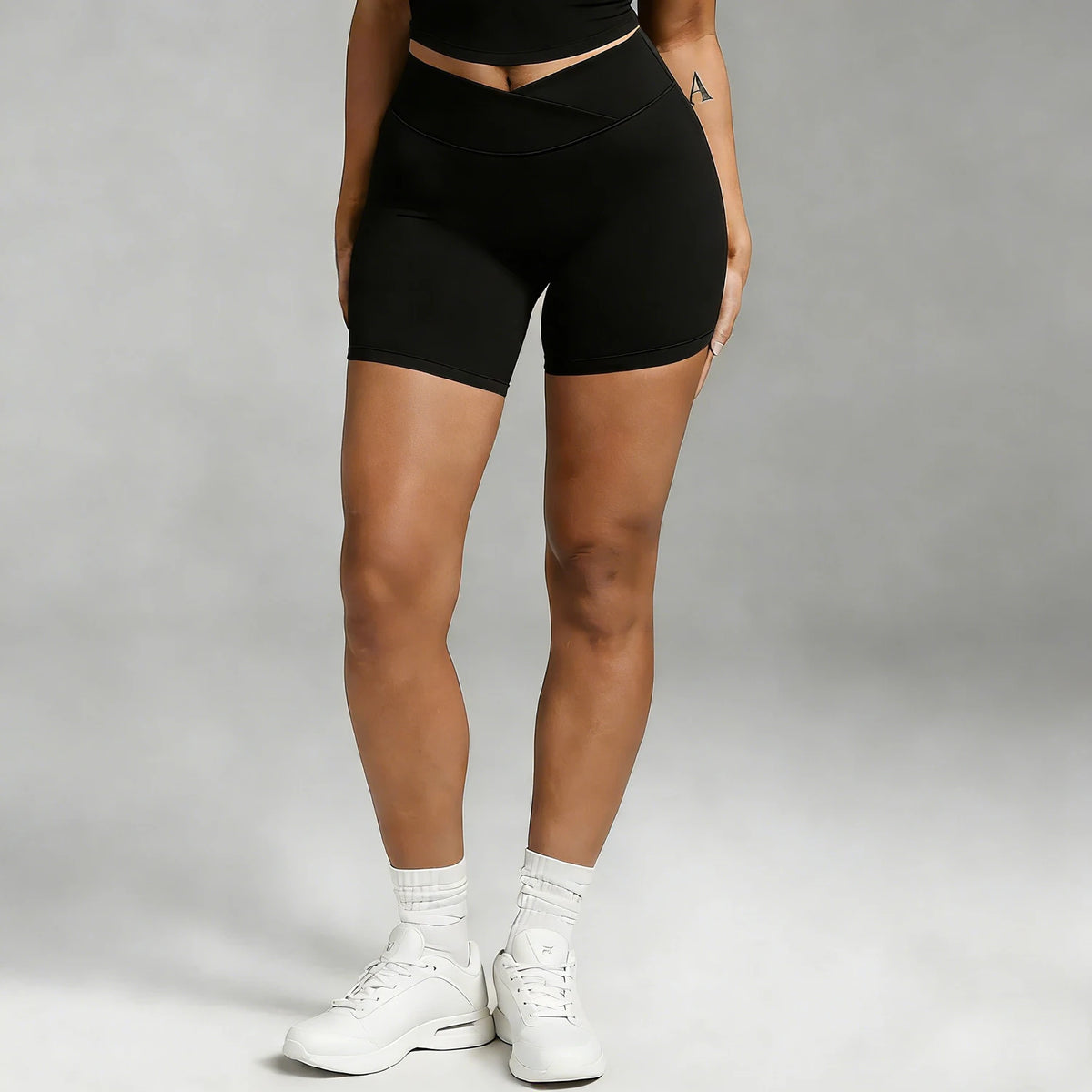 Women Sports Shorts Cross High Waist Elasticity Tight Fitting Yoga Shorts Quick Dry Breathable Moisture Wicking Fitness Pants