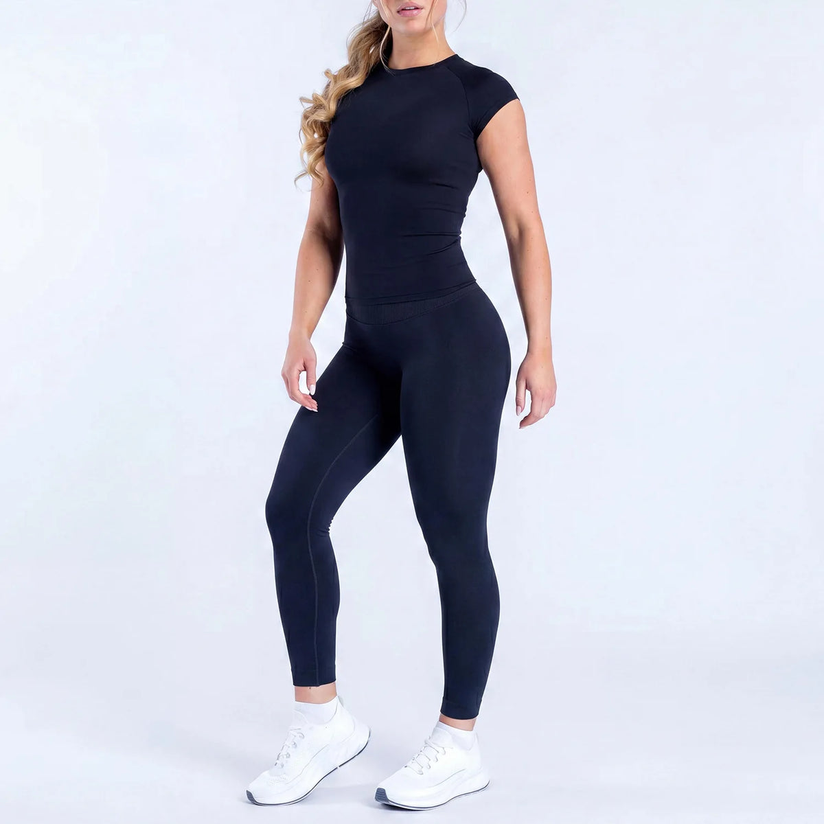 NCLAGEN Yoga Sets 18 Women Gym Clothes Defy Short Sleeve Top And Defy Leggings 2 Piece Fitness Seamless Suit Workout Sportswear