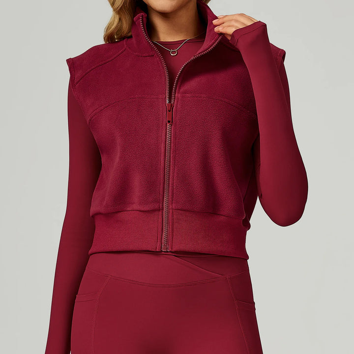 High Neck Velvet Vest