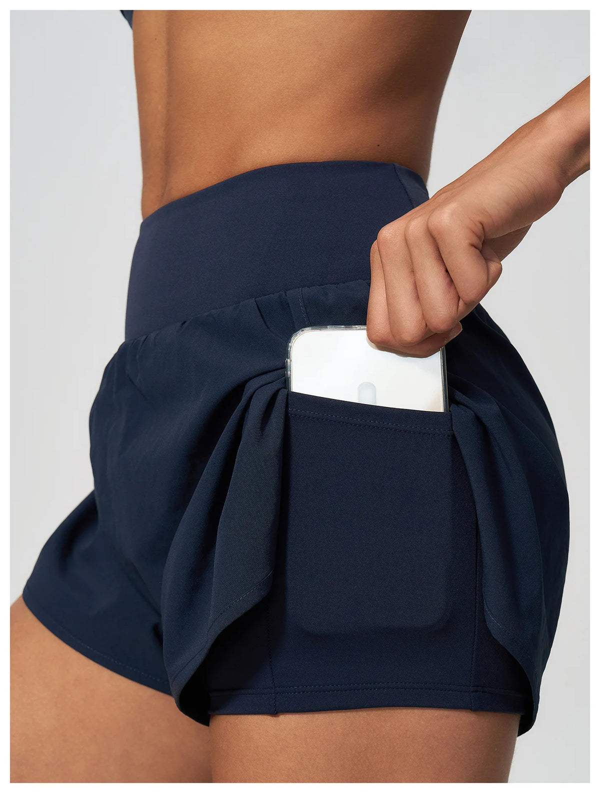 New False Two-piece Sports Shorts Gym Clothes Women Yoga Fitness Short Pants Outdoor Breathable Quick Drying High Waist Tights
