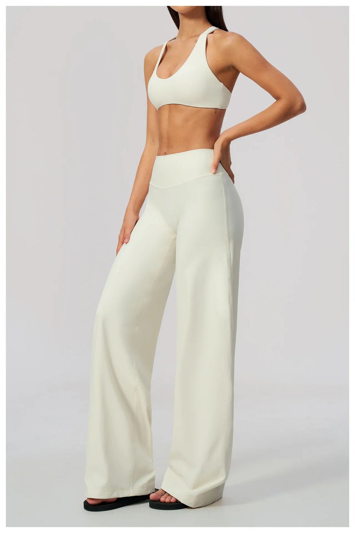 NCLAGEN Gym Set 2 Piece Workout Clothes For Women Bra & Wide-leg Trousers High Wais Fitness Suit Sport Outfit Pilates Sportwear