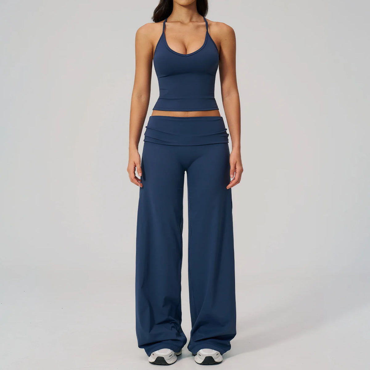 NCLAGEN Women Sportwear 2 Piece Yoga Set Pilates Tank Top Wide-leg Trousers Workout Gym Clothes Fitness Suit Speed Activewear