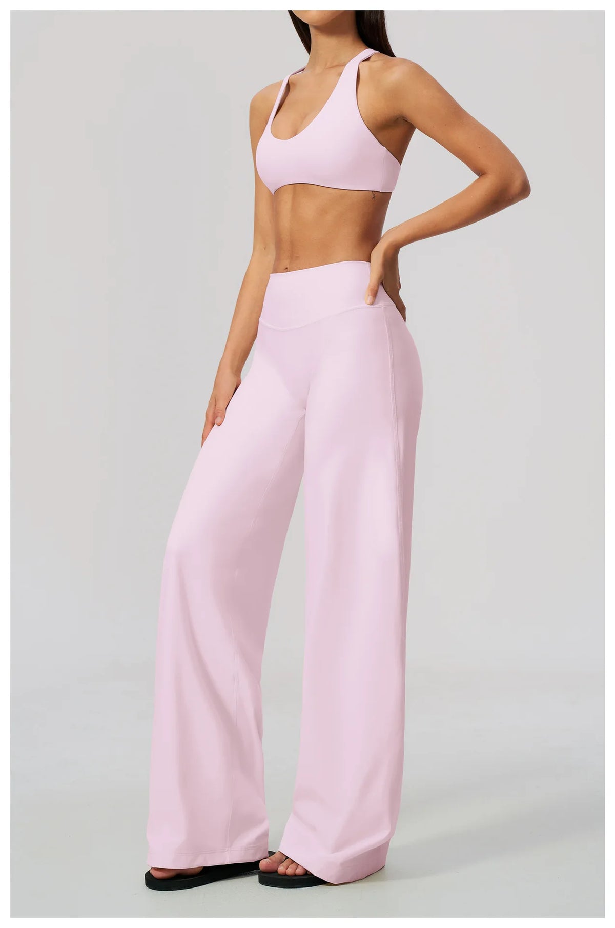 NCLAGEN Gym Set 2 Piece Workout Clothes For Women Bra & Wide-leg Trousers High Wais Fitness Suit Sport Outfit Pilates Sportwear
