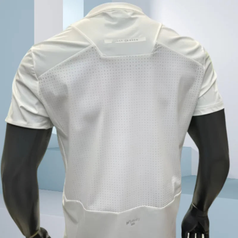 2025 summer new men's short sleeved breathable quick drying elastic personalized splicing comfortable casual versatile youth T-s