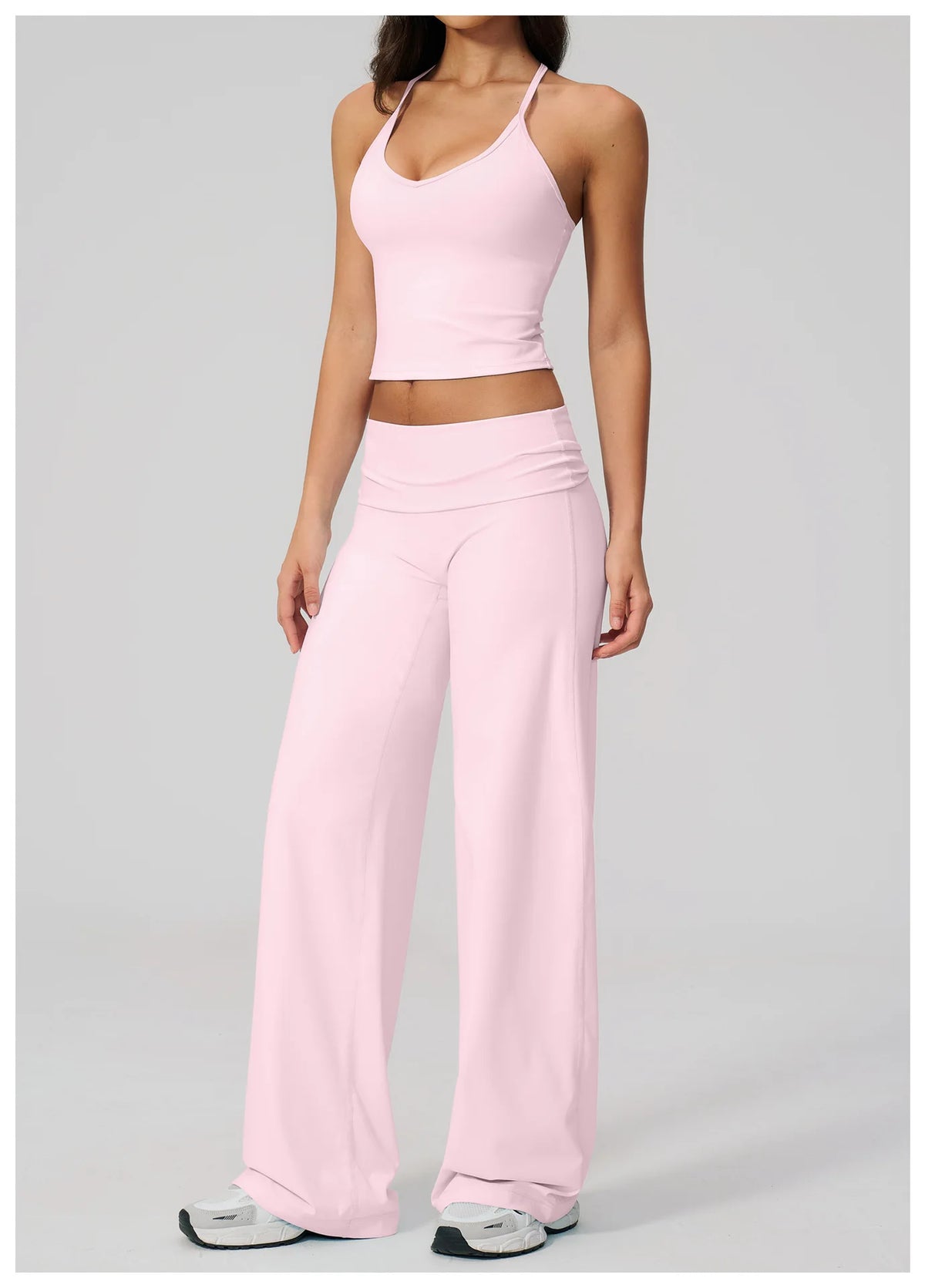 NCLAGEN Women Sportwear 2 Piece Yoga Set Pilates Tank Top Wide-leg Trousers Workout Gym Clothes Fitness Suit Speed Activewear